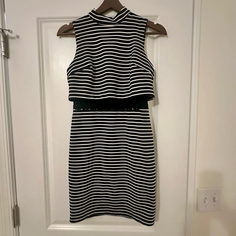 Black and White Striped Sleeveless Dress